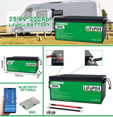 ভিসেনচ ডাইরেক্ট কারখানা লিথিয়াম 12V 24V 100Ah 120Ah 200Ah গভীর 6000 লাইফপো 4 সৌর ব্যাটারির জন্য বিএমএসের সাথে চক্র