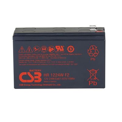 CSB ব্যাটারি HR1224W 12V 24W 6Ah উচ্চ কার্যকারিতা পুনরায় চার্জযোগ্য রক্ষণাবেক্ষণ মুক্ত সীসা এসিড ব্যাটারি 12V 6Ah