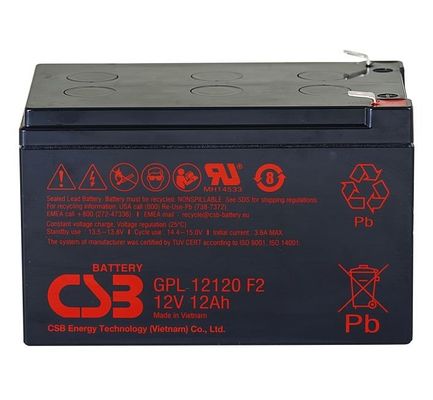 CSB ব্যাটারি GPL12120 12V 12Ah সিলড লিড এসিড ব্যাটারি দীর্ঘ জীবন ইউপিএসের জন্য পুনরায় চার্জযোগ্য ব্যাটারি